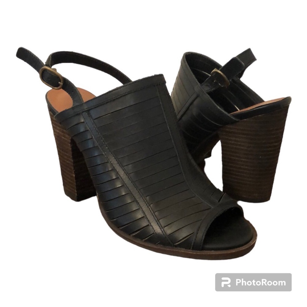 Lucky Brand Black Leather Slingback Sandals Size 8